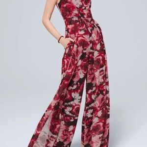 White House Black Market Red, pink, white and Black Floral Jumpsuit.  NWT
